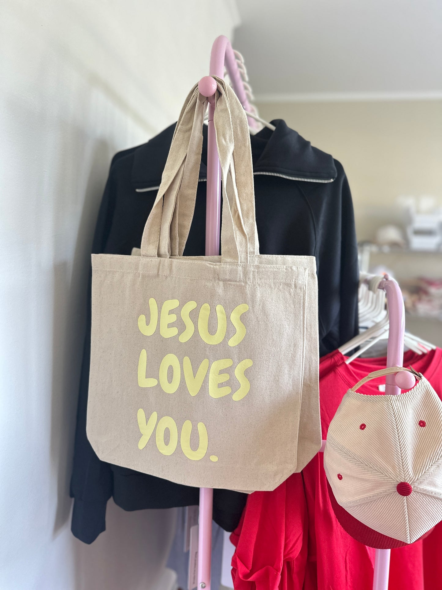 “Jesus Loves You” spring tote