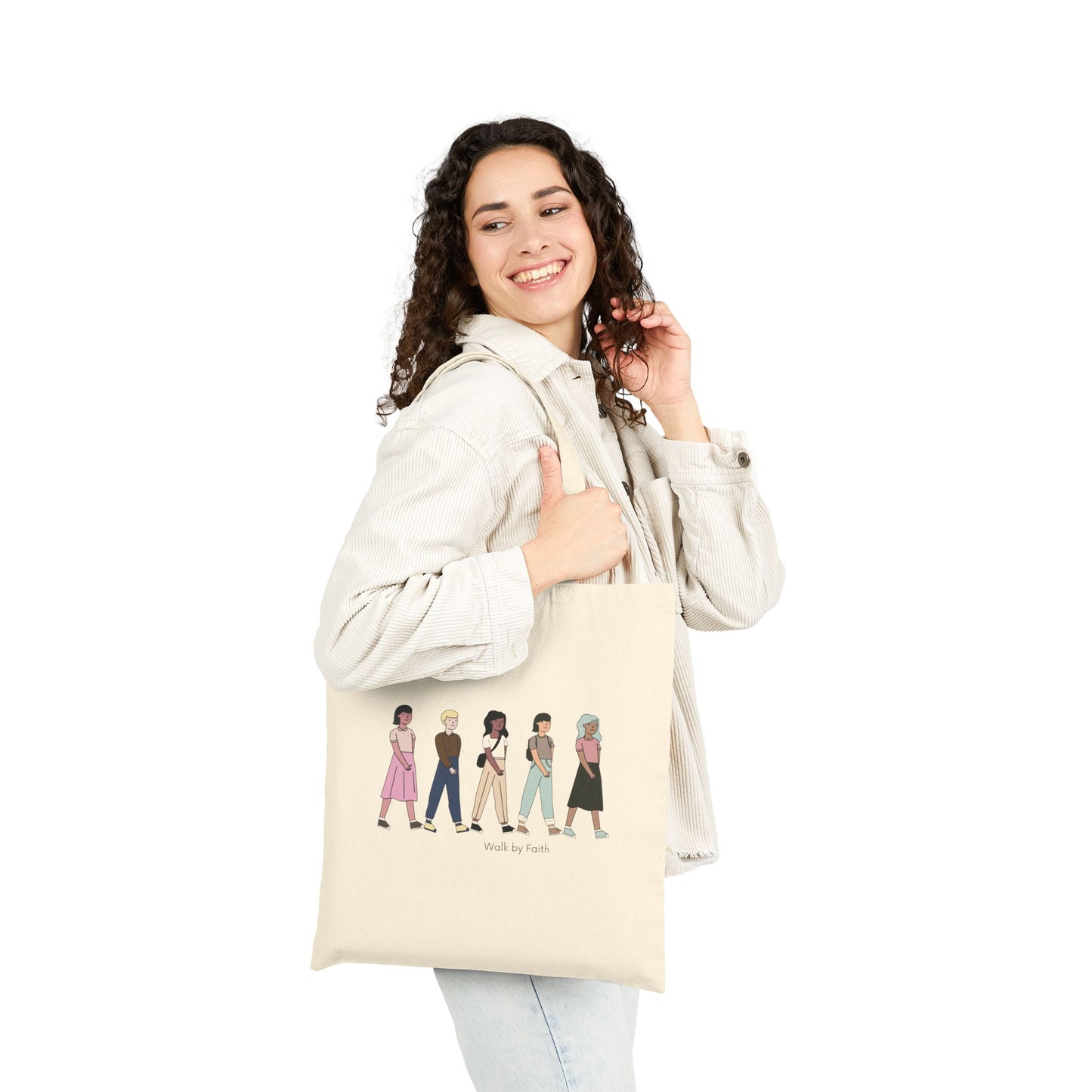 Inspirational Cotton Canvas Tote Bag - "Walk by Faith"