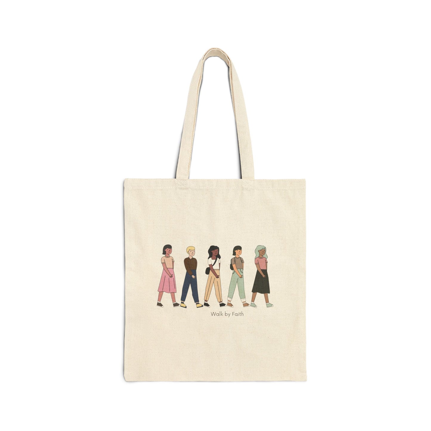 Inspirational Cotton Canvas Tote Bag - "Walk by Faith"
