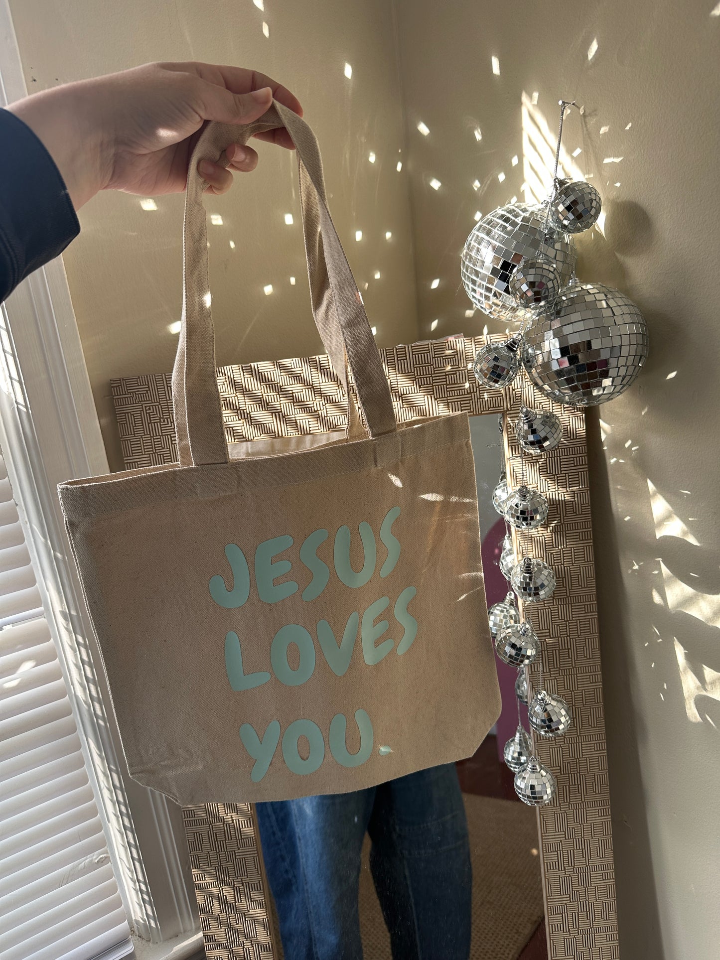 “Jesus Loves You” spring tote