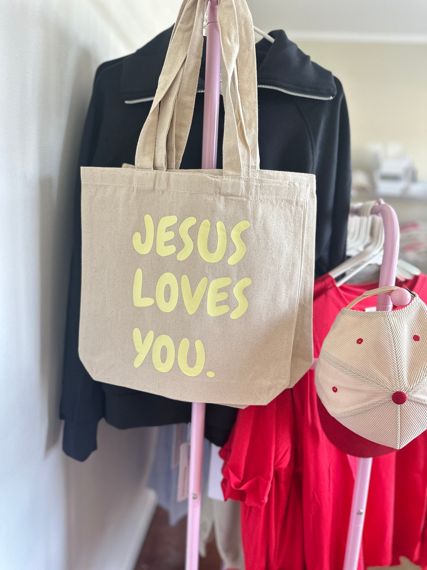 “Jesus Loves You” spring tote