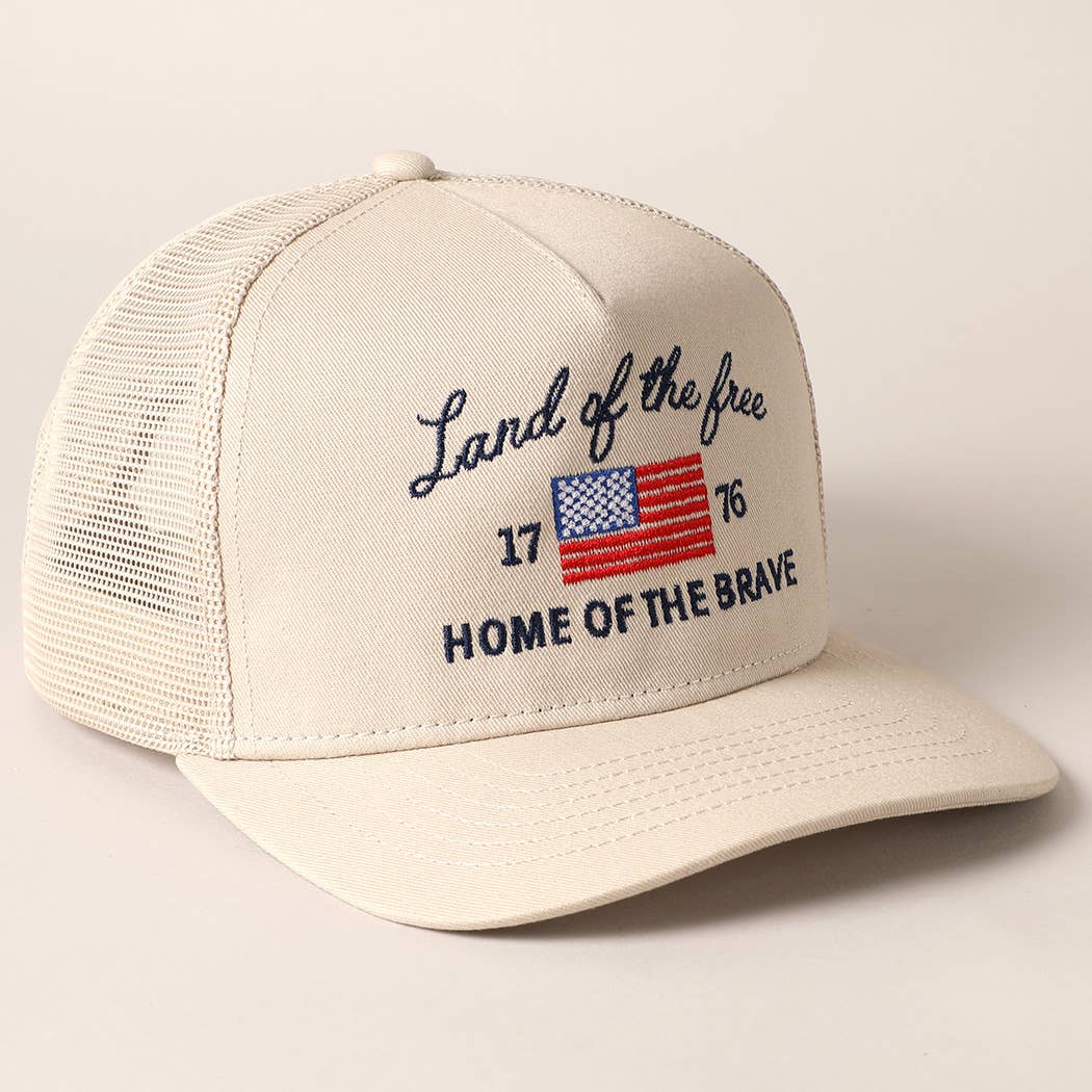 Land Of The Free Embroidery MeshBack Trucker Hat