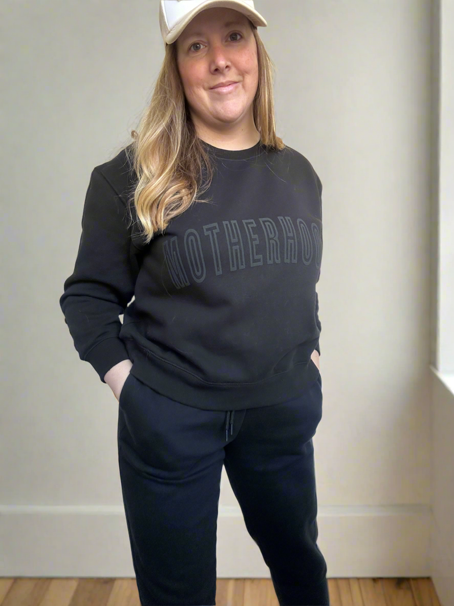 Black on Black “MOTHERHOOD” Pullover Sweatshirt