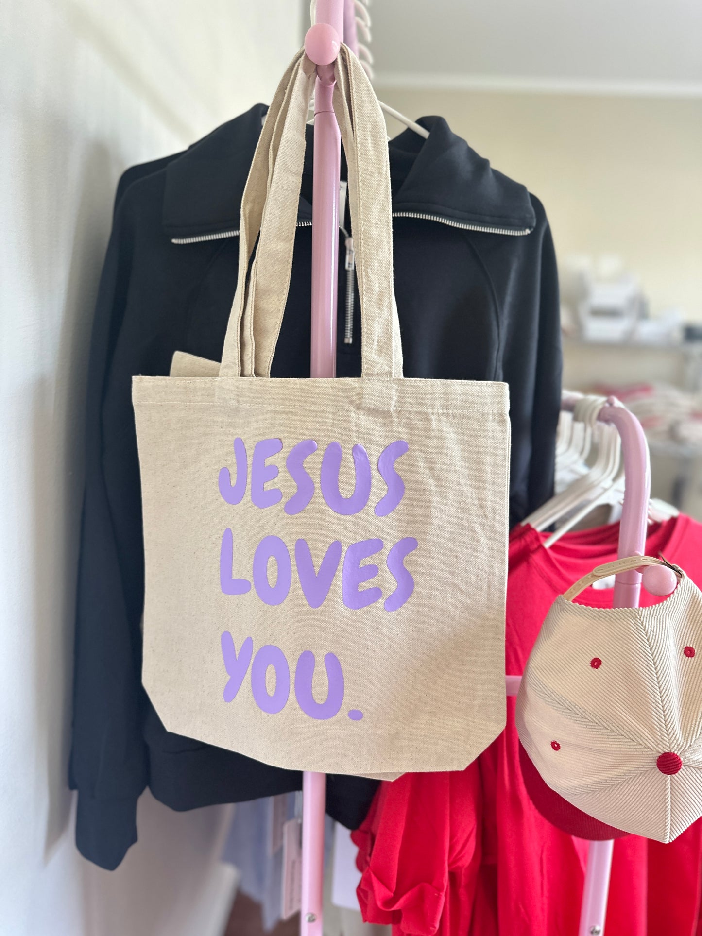 “Jesus Loves You” spring tote