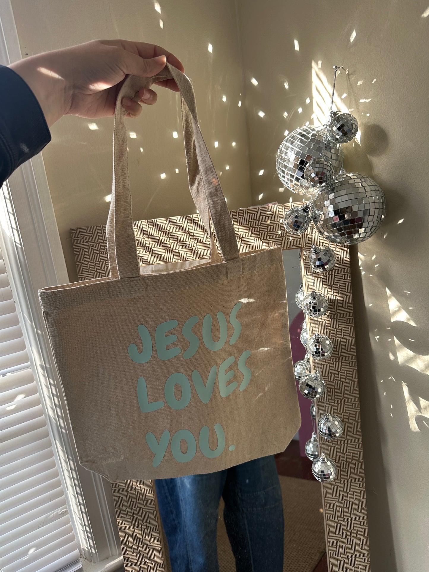 “Jesus Loves You” spring tote