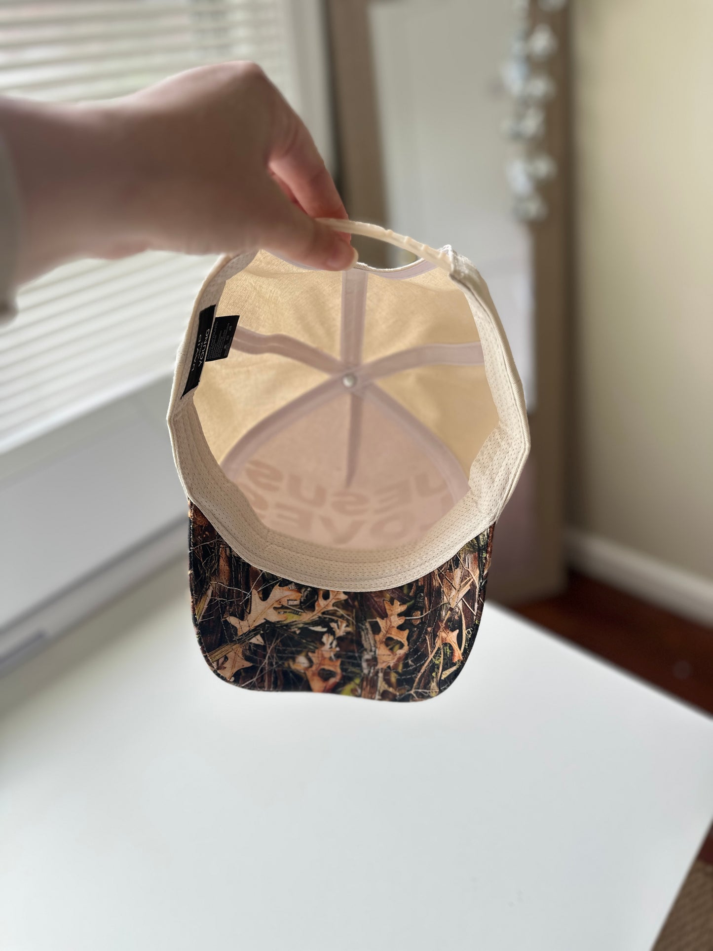 Jesus Loves You Camo Print Two-Tone Canvas Trucker Hat