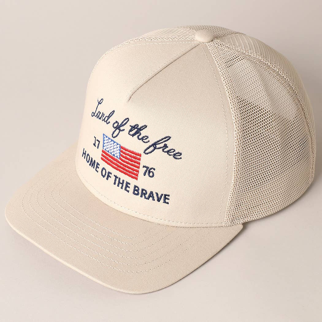 Land Of The Free Embroidery MeshBack Trucker Hat