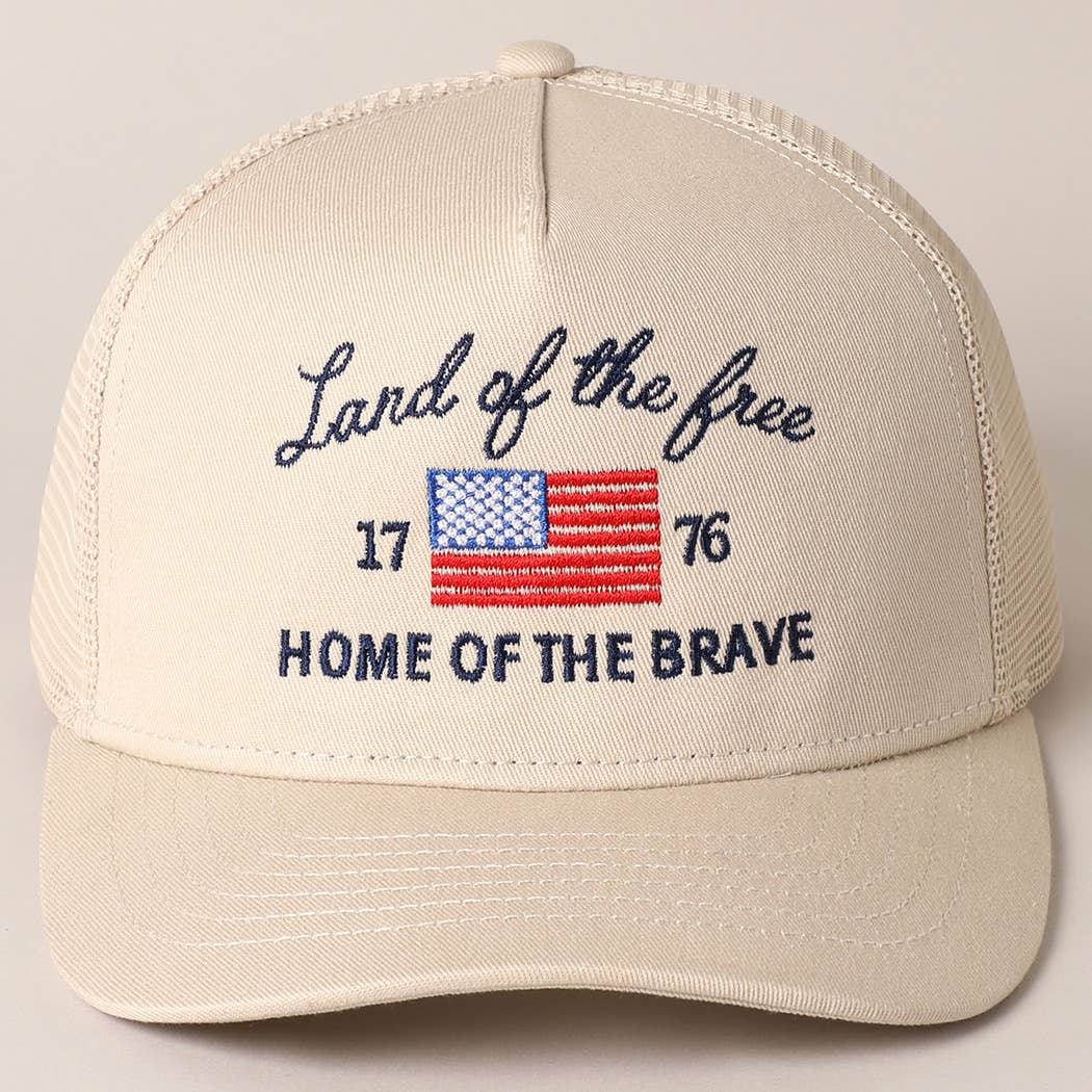 Land Of The Free Embroidery MeshBack Trucker Hat
