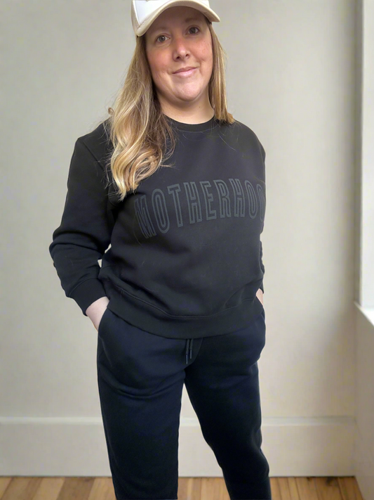 Black on Black “MOTHERHOOD” Pullover Sweatshirt